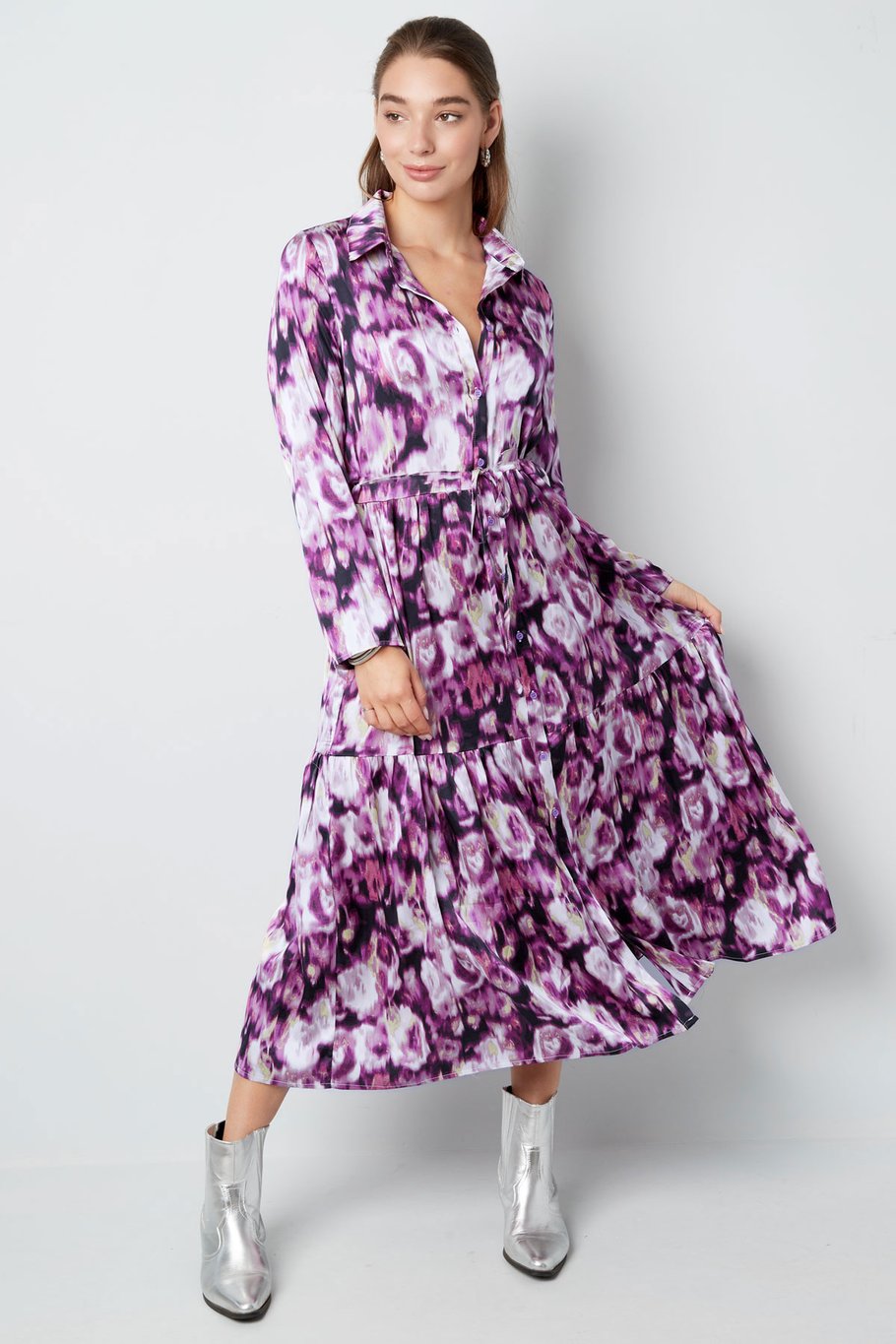Maxikleid mit Blumendruck in Grün Bild5